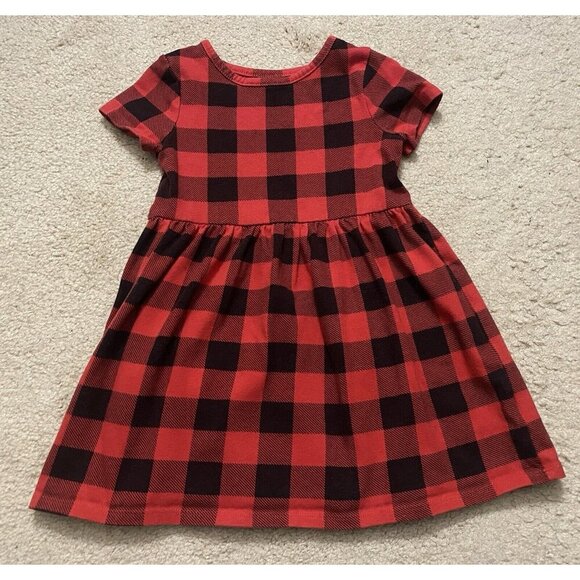 3/$15 SALE - Cat & Jack Red And Black Buffalo Plaid Print Size 4T Girls Dress - Picture 1 of 4